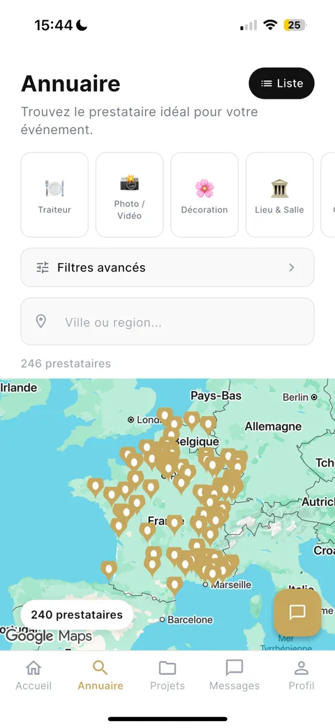 Annuaire carte Central Events