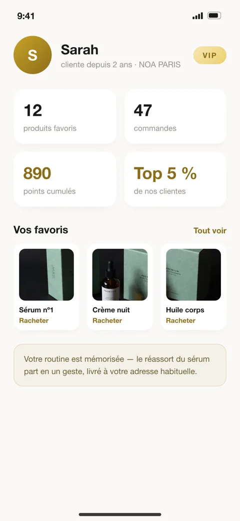 Espace membre — pour une marque beauté