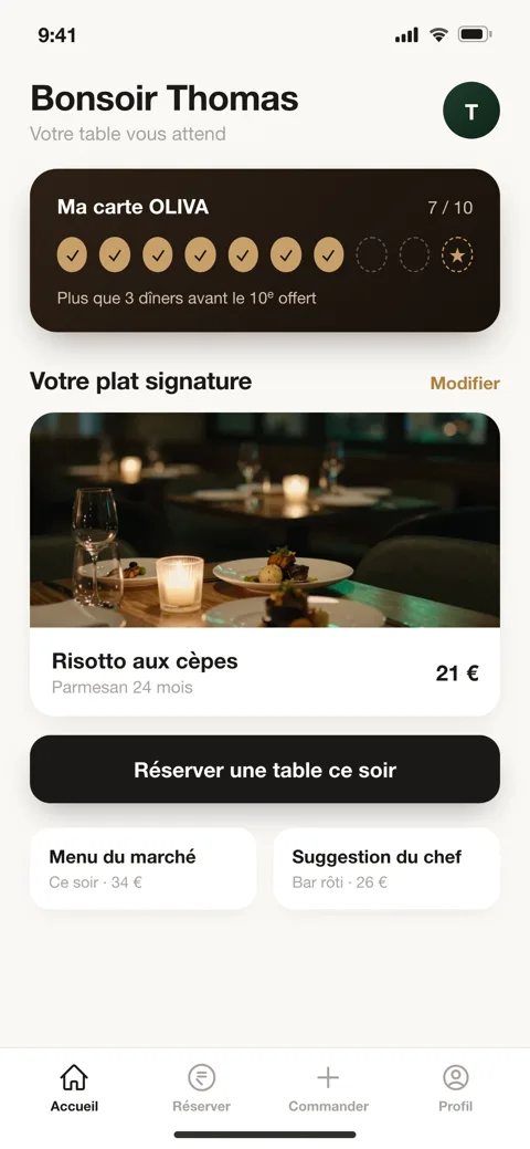 Fidélité & points — dans un restaurant