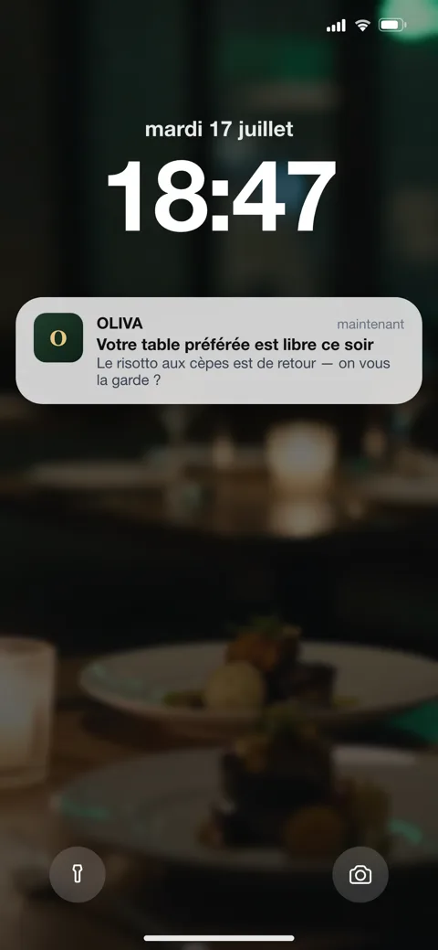 Notifications push — dans un restaurant