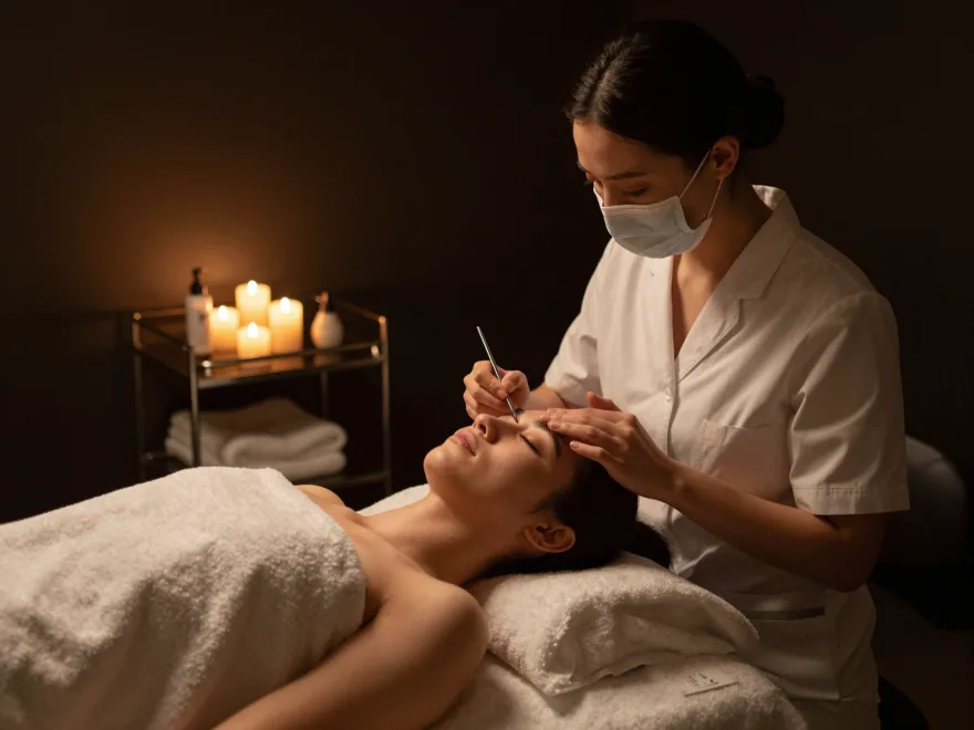 Soin du visage dans un institut de beauté premium